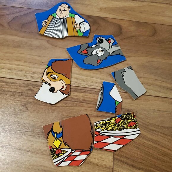 Vintage Playskool Lady and the Tramp Puzzle 190-19  7 Piece Wooden Puzzle - Picture 3 of 5